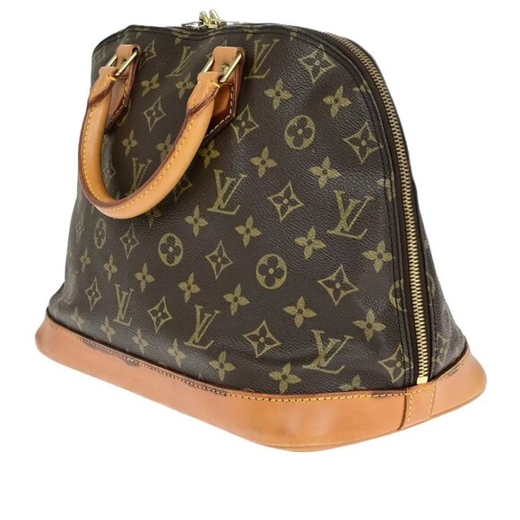 AUTHENTICITY GUARANTEED LOUIS VUITTON LV Logo Alma Hand Bag Monogram Leather - Picture 2 of 15